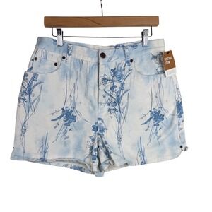 New Bill Blass Vintage Floral/Butterfly Print Hi Rise Shorts size 10 Blue/White